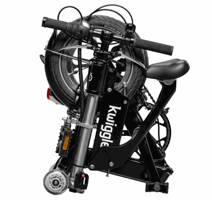 Kwiggle, das kompakteste Klappfahrrad der Welt Kwiggle-Klappfahrrad-eingeklappt